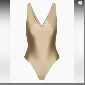 NWT ARITZIA BABATON gold sleeveless bodysuit size SMALL